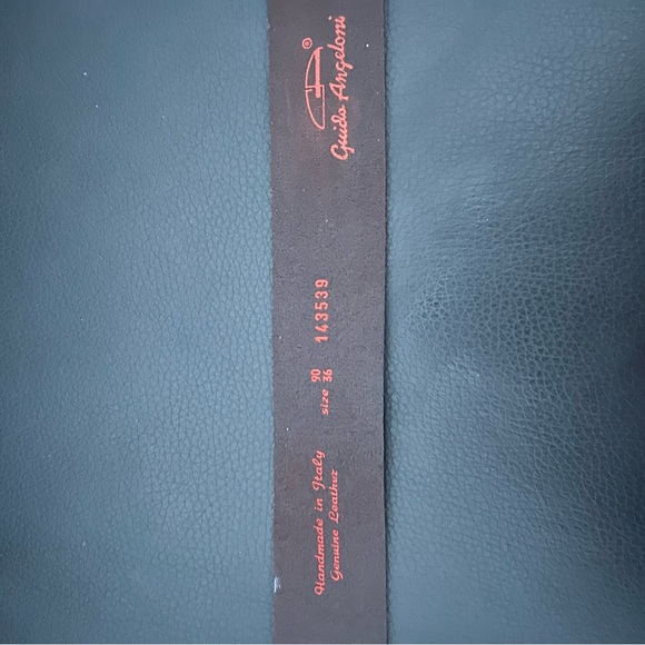 NWOT Genuine Leather Brown Belt Large Rhinestone Buckle Made in Italy Size 36 - Picture 3 of 5